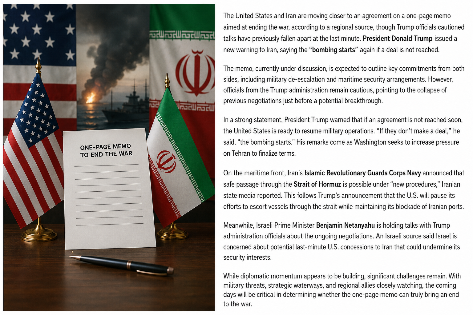 US–Iran Move Toward War-Ending Memo Amid Fragile Negotiations