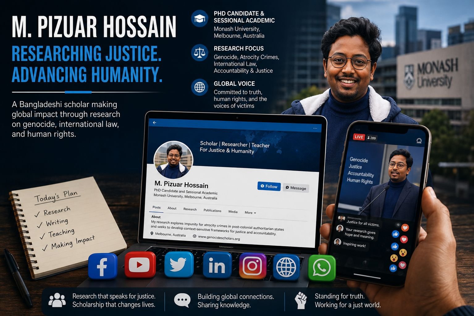 Bangladeshi Scholar M Pizuar Hossain Earns Global Recognition for Groundbreaking Research on Genocide, International Law, and Human Rights