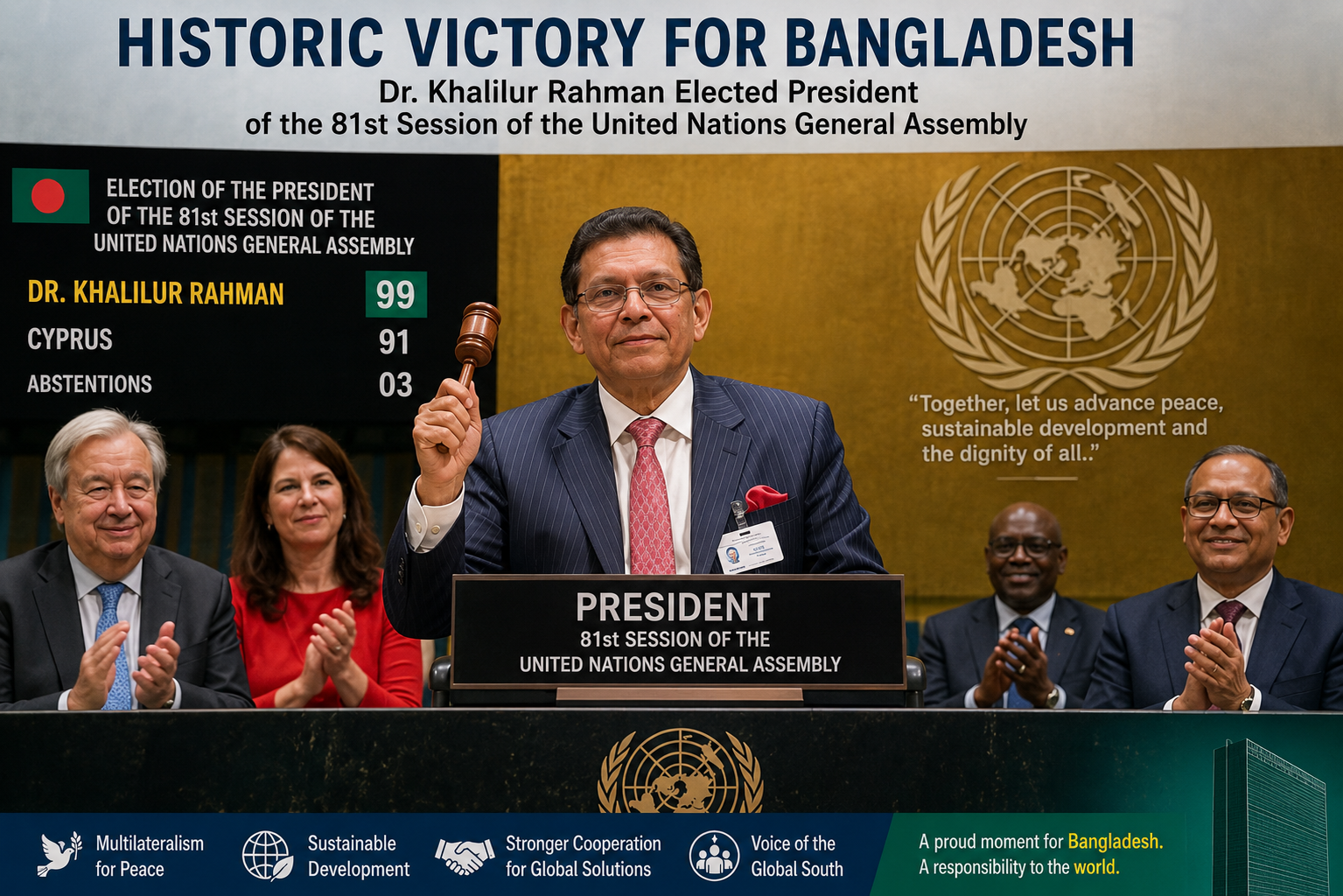 A diplomatic triumph for Bangladesh and a significant endorsement of its commitment to global cooperation and international peace