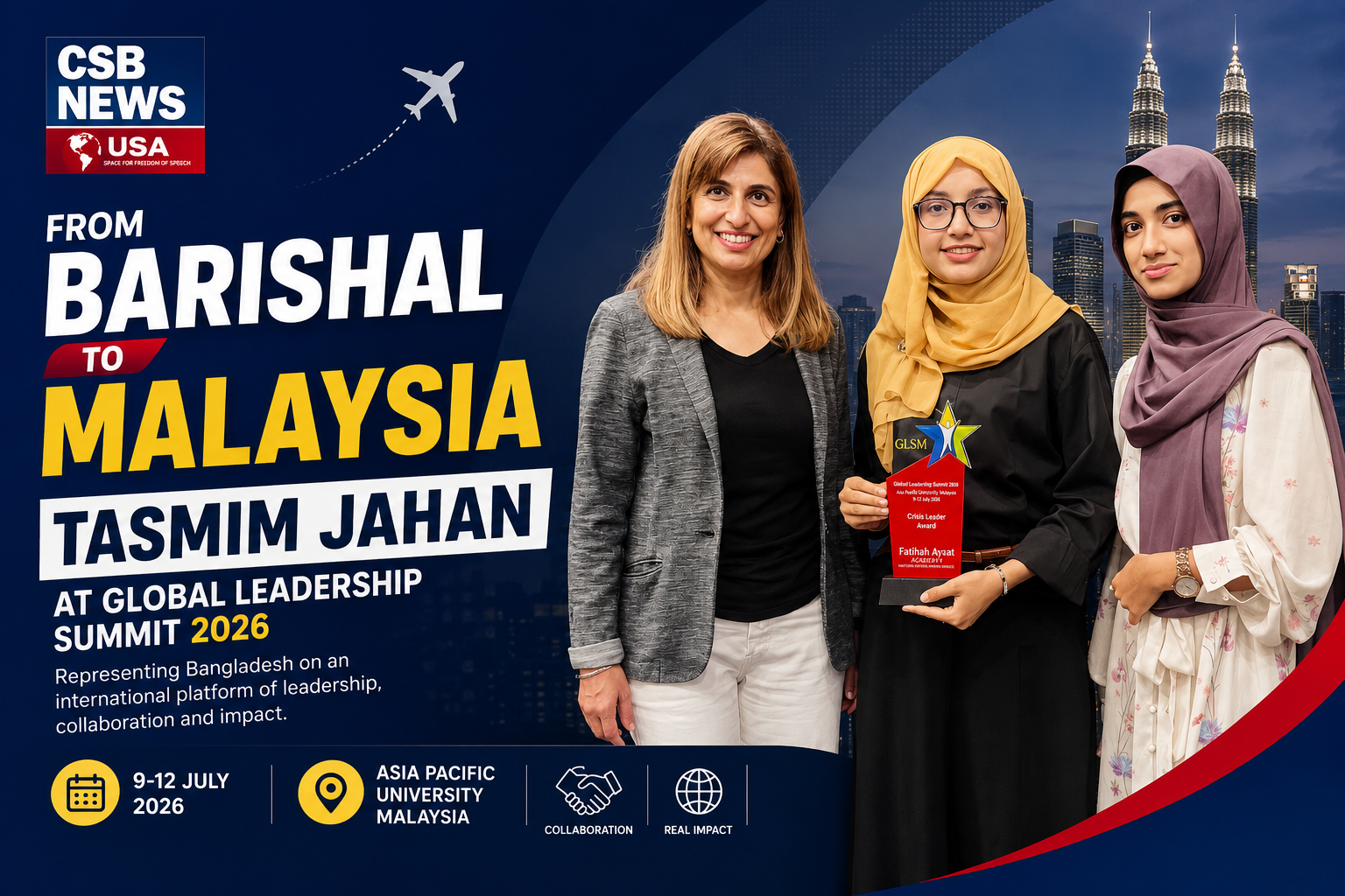 Barishal's Tasmim Jahan at Global Leadership Summit 2026 in Malaysia