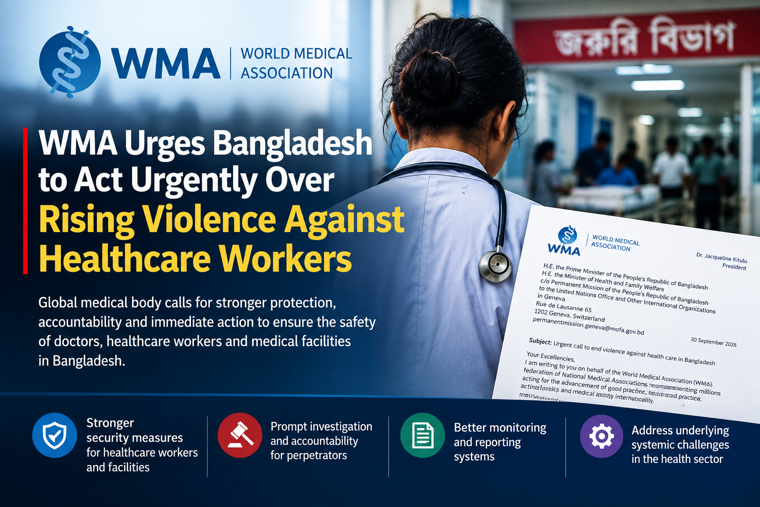 World Medical Association Calls on Bangladesh to Halt Violence