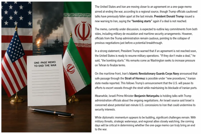 US–Iran Move Toward War-Ending Memo Amid Fragile Negotiations