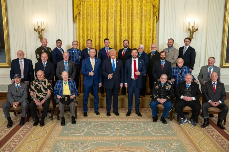 President Donald Trump Welcomes Veterans at the White House on National Medal of Honor Day