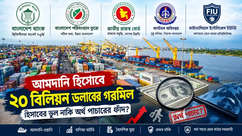 ২০ বিলিয়ন ডলারের আমদানি গরমিল: হিসাবের ভুল নাকি অর্থ পাচারের ফাঁদ?