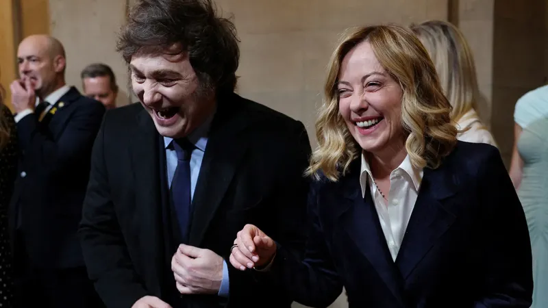 Prime Minister Giorgia Meloni and President Javier Milei at President Donald Trump's Inauguration Ceremony with a Humorous Moment