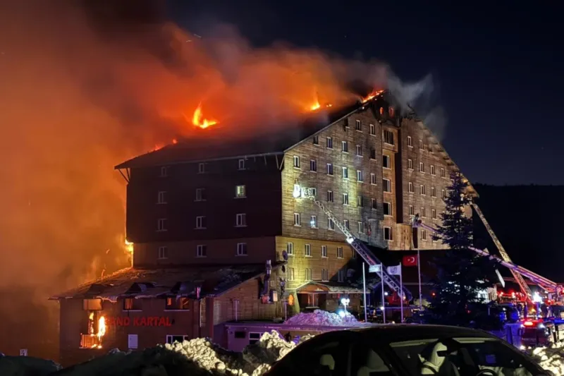 At least 10 dead, 32 injured in a massive fire at the Grand Kartal Hotel in northwestern Turkey