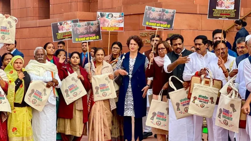 Indian Congress MP Priyanka Gandhi Protests for the Protection of Religious Minorities in Bangladesh