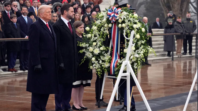 "President Trump and JD Vance Complete Inauguration Preparations with Wreath Laying at Arlington Cemetery"