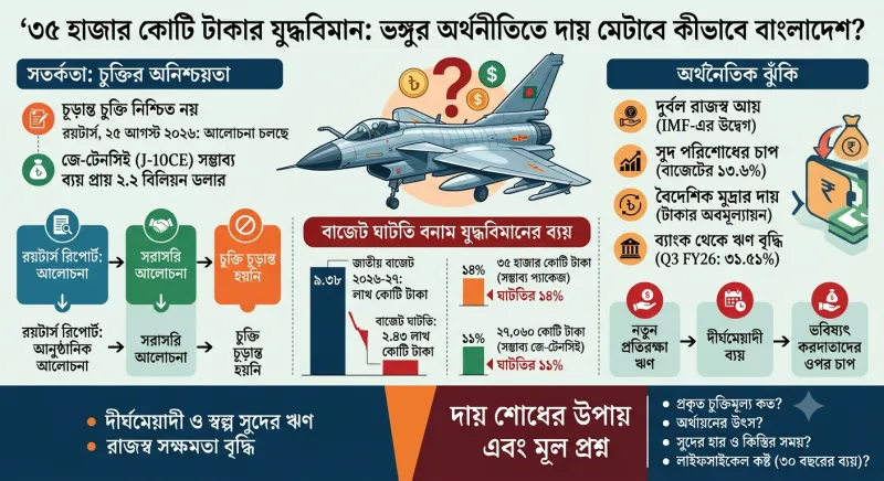 ৩৫ হাজার কোটি টাকার সম্ভাব্য ব্যয়ে যুদ্ধবিমান: ভঙ্গুর অর্থনীতিতে দায় মেটাবে কীভাবে বাংলাদেশ?