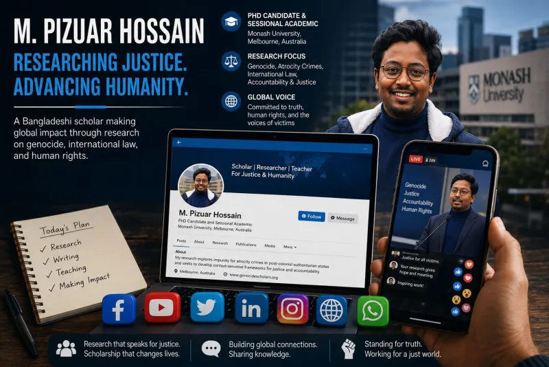 গণহত্যা, মানবাধিকার ও আন্তর্জাতিক আইন গবেষণায় বিশ্বমঞ্চে বাংলাদেশি গবেষক এম. পিজুয়ার হোসেনের অসাধারণ সাফল্য