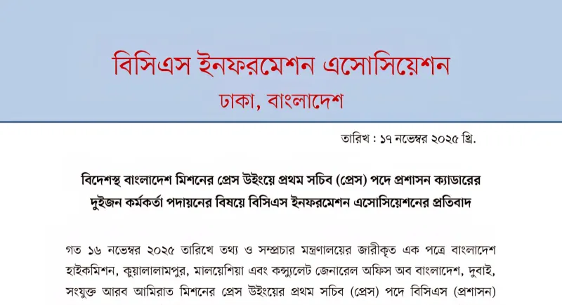 প্রেস উইংয়ের দায়িত্ব তথ্য ক্যাডারের—"নিয়োগ বাতিলের দাবি”