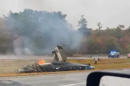 Plane Crashes on Massachusetts Highway, Interstate 195 Closed
