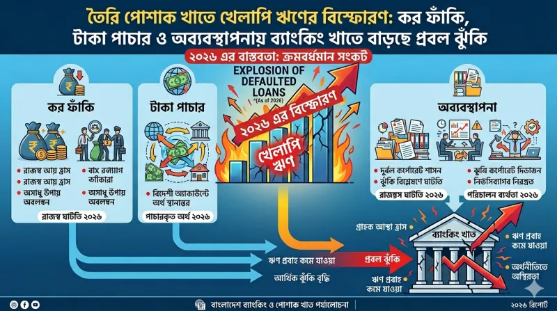 তৈরি পোশাক খাতে খেলাপি ঋণের বিস্ফোরণ: কর ফাকি, টাকা পাচার ও অব্যবস্থপনায় ব্যাংকিং খাতে বাড়ছে প্রবল ঝুঁকি