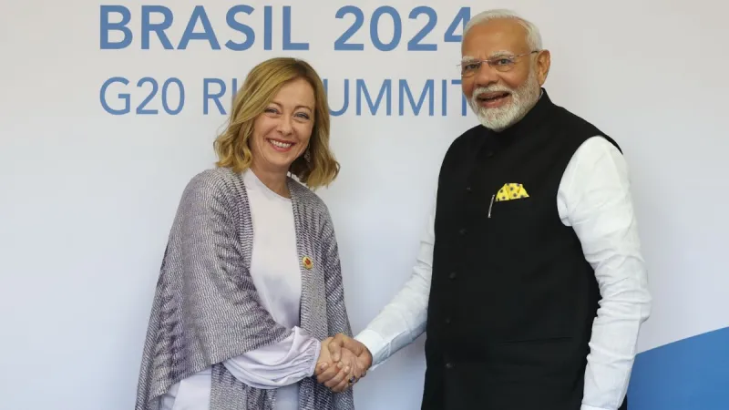 Indian Prime Minister Narendra Modi engaged Italian Prime Minister Giorgia Meloni.