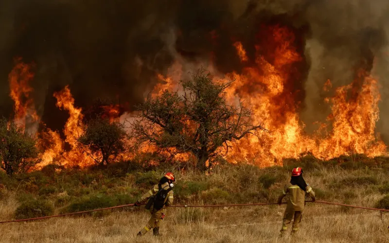 "Devastating Wildfires Sweep Across Greece Amid Extreme Heatwave; National Alert Issued" Temperatures Soar Beyond 45°C