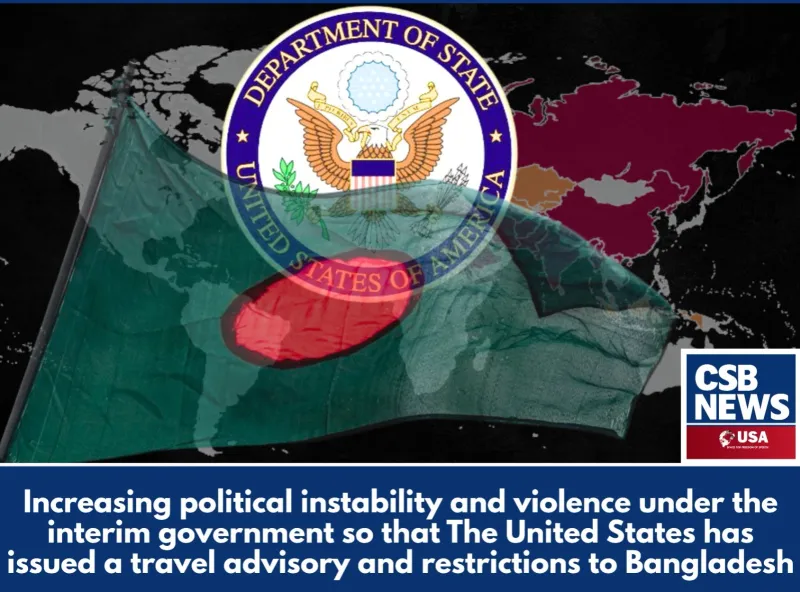 Increasing political instability and violence under the interim government so that The United States has issued a travel advisory and restrictions to Bangladesh